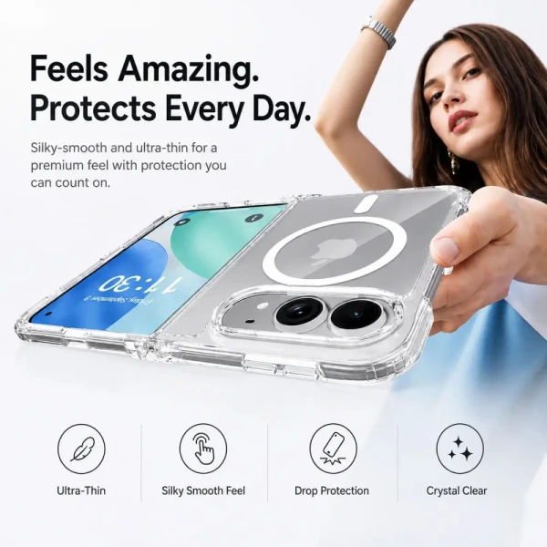 Torbica Magsafe za iPhone 18 Duo transparent