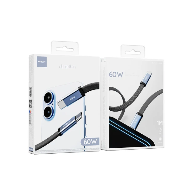 Usb data kabal moxom mx-cb372 pleteni fast 60w 3a type-c na type-c 1m crni