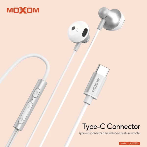 Slusalice moxom lx-ep803 type-c bele