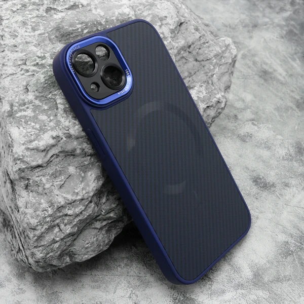 Futrola carbon magsafe za iphone 13 (6.1) plava (small camera)