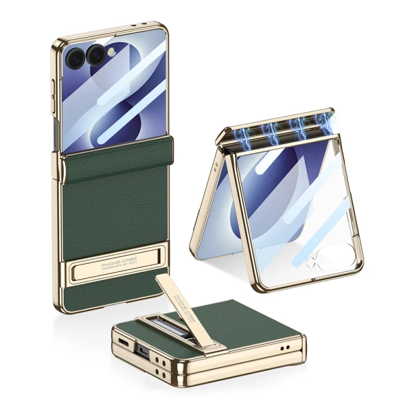 Futrola luxury leather case with kickstand za samsung f776b galaxy z flip 8 5g zelena (gkk case)