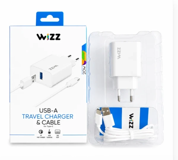 Kućni punjač WIZZ WS301-C Fast 2u1 USB-C Type-C sa kablom beli