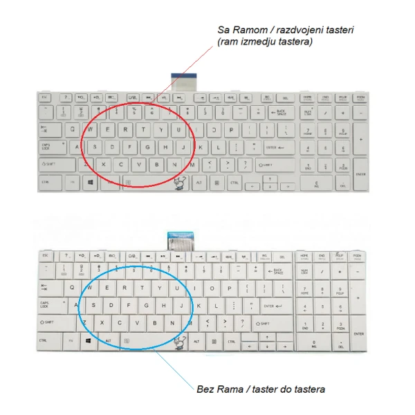 Tastatura za laptop Toshiba Satellite C850 C850D C855 C855D BELA sa ramom