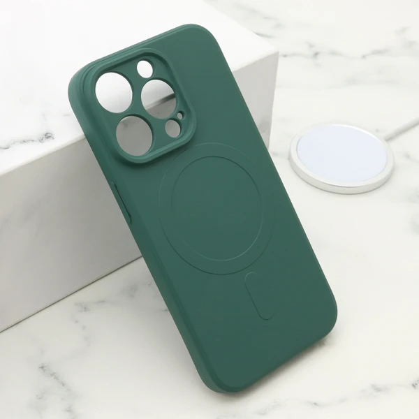 Futrola velvet touch magsafe za iphone 15 pro (6.1) tamno zelena