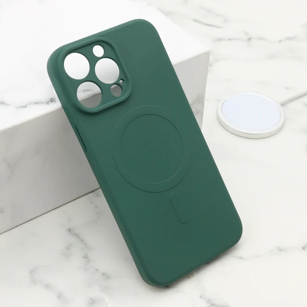 Futrola velvet touch magsafe za iphone 14 pro max (6.7) tamno zelena
