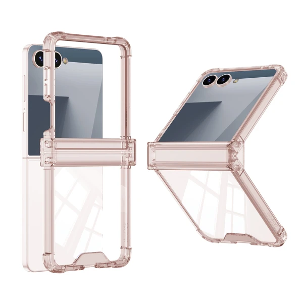 Futrola transparent color line za samsung f751b galaxy z flip 7 5g roze (gkk case)
