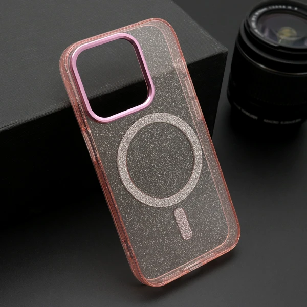 Futrola sparkling magsafe za iphone 15 pro (6.1) roze