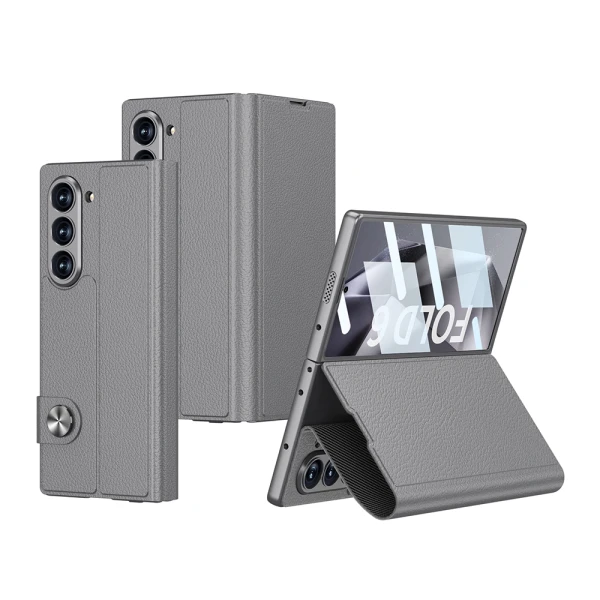 Futrola leather za samsung f956b galaxy z fold 6 5g siva (gkk case)