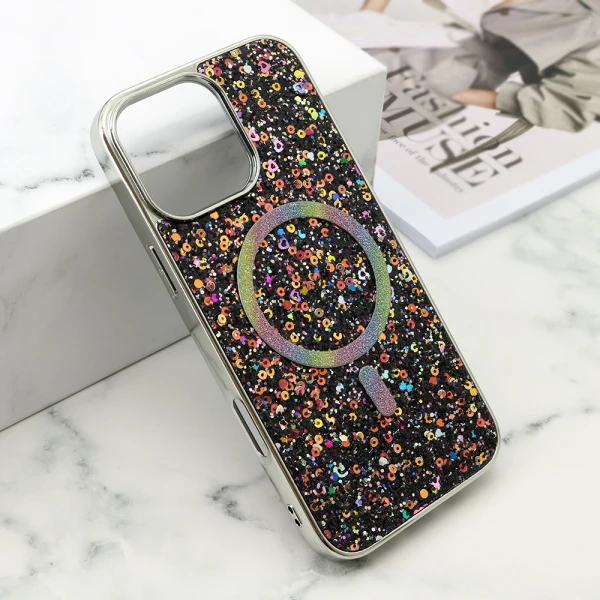 Futrola glam glow magsafe za iphone 16 pro max (6.9) crna