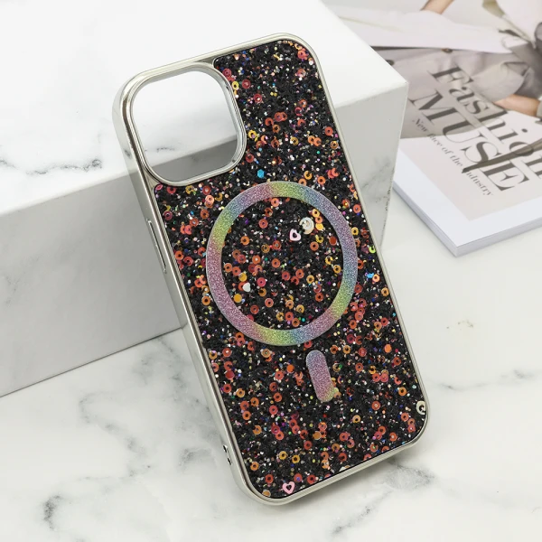 Futrola glam glow magsafe za iphone 15 (6.1) crna