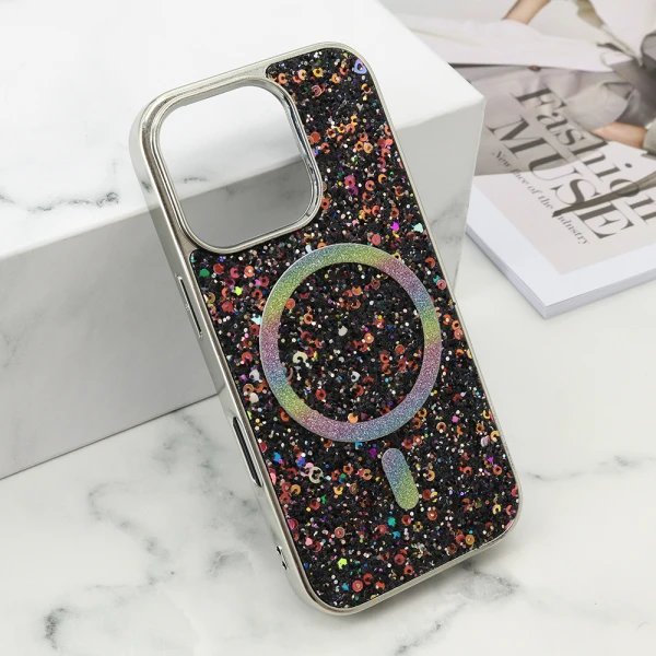 Futrola glam glow magsafe za iphone 16 pro (6.3) crna