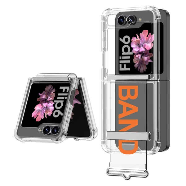 Futrola clear strap za samsung f741b/f761b galaxy z flip 6 5g/z flip 7 fe 5g narandzasta (gkk case)