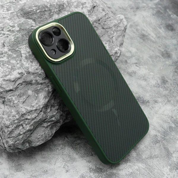 Futrola carbon magsafe za iphone 13 (6.1) zelena (small camera)