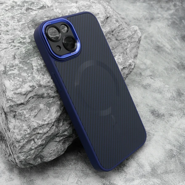 Futrola carbon magsafe za iphone 14 (6.1) plava (small camera)