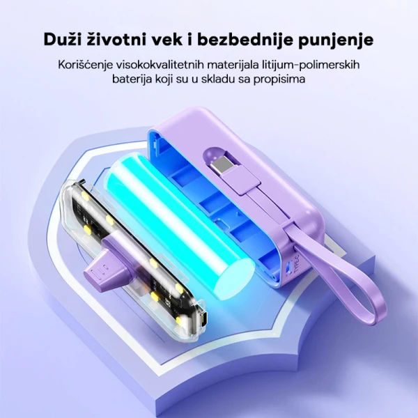 Power bank prenosiva baterija privezak Oxpower 5000mAh lightning bela
