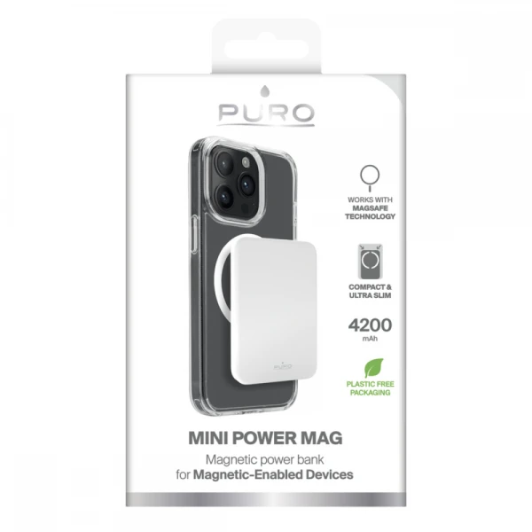 Power bank prenosiva baterija PURO Magsafe 4200mAh bela