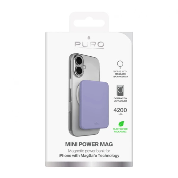Power bank prenosiva baterija PURO Magsafe 4200mAh ljubicasta