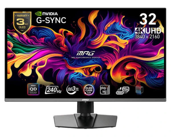 MSI 32 inča MPG 321URX QD-OLED, 4K UHD 3840x2160 QD OLED 240 Hz Tip-C 90W G-Sync gaming monitor