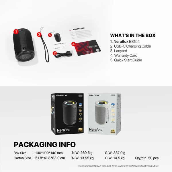 Bluetooth zvucnik Fantech BS154 NeraBox sivi