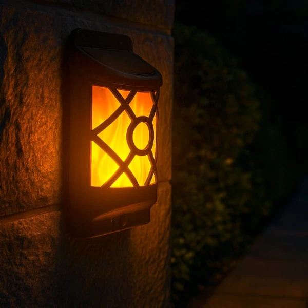 Solarna zidna LED lampa sa efektom plamena