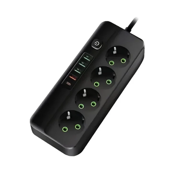 Razvodnik sa 4 mesta 2m 1.5mm2+pr. 4xUSB+tip C