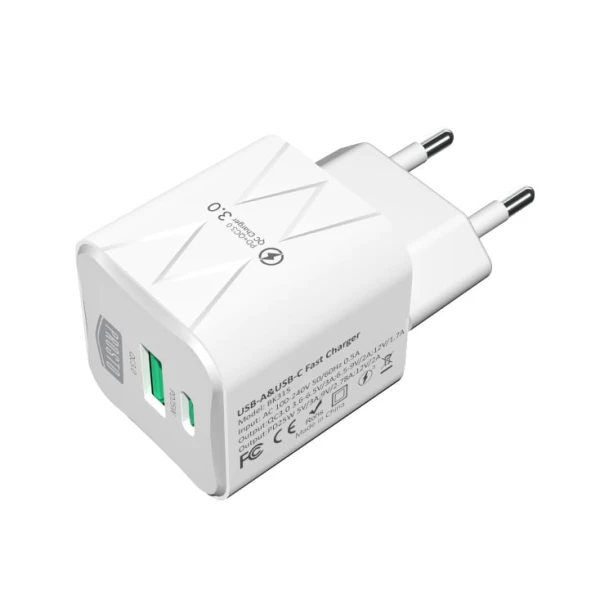 Univerzalni brzi PD punjač 1xUSB-C/PD + 1xUSBA/QC3