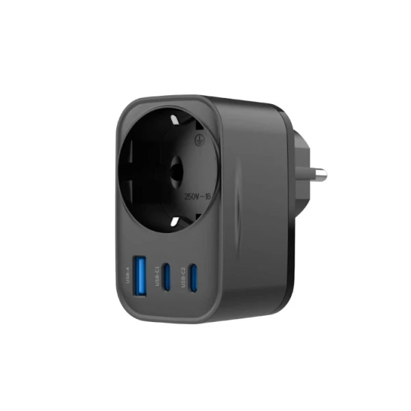 Univerzalni brzi punjač 1xUSB-A+2xUSB-C+šuko utič.