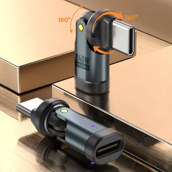 Rotirajuci USB-C adapter, PD240W, 480Gbps