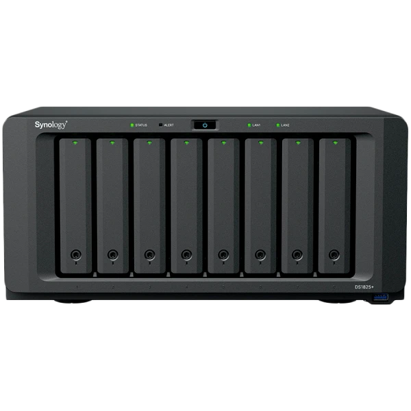 Synology DiskStation DS1825+, Tower, 8-BAY 3.5 SATA HDDSSD,  2xM.2 2280 NVMe SSD, CPU AMD Ryzen Quad-Core 2.2 GHz, 8GB DDR4, 2xRJ-45 2.5GbE
