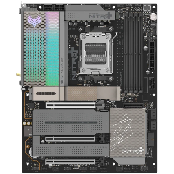SAPPHIRE AMD X870E AM5 NITRO+ Ryzen R9R7, 4x DDR5 8400MHz, PCIE 5, 2x M.2 Gen5, 2x M.2 Gen4, LAN Gbps, WIFI7, USB, ATX ( 52122-01-40G ) 
