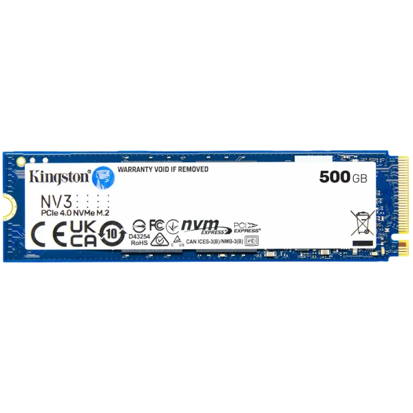 Kingston 500GB NV3 SSD M.2 2280 PCIe 4.0 NVMe, Read: 5,000 Write: 3,000MBs ( SNV3S500G ) 