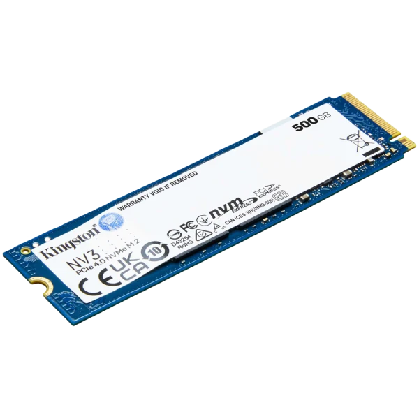 Kingston 500GB NV3 SSD M.2 2280 PCIe 4.0 NVMe, Read: 5,000 Write: 3,000MBs ( SNV3S500G ) 