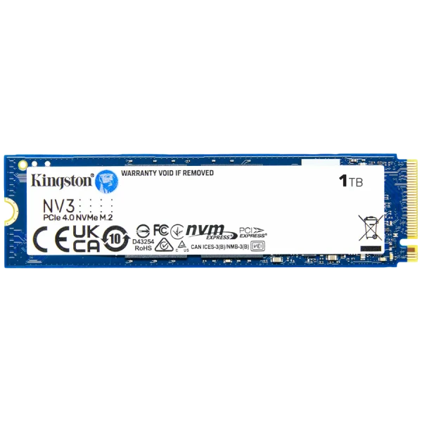 Kingston 1TB NV3 SSD M.2 2280 PCIe 4.0 NVMe, Read: 6,000 Write: 4,000MBs ( SNV3S1000G ) 